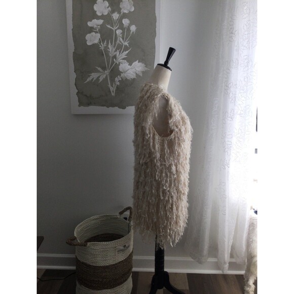 Aakaa Sweater Vest Women's Size S Color Cream Fringe Duster Sweater Vest - Picture 5 of 12